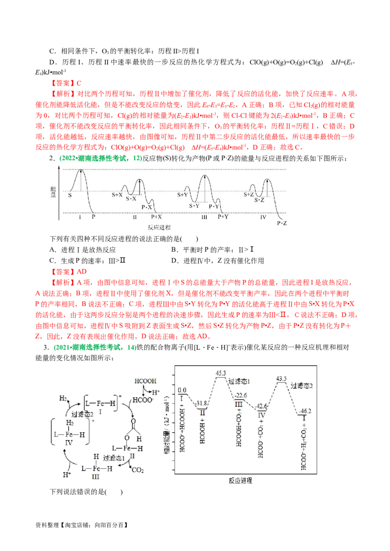 重难点突破反应机理的图象分析与应用(解析版)_05高考化学_新高考复习资料_2024年新高考资料_二轮复习资料_2024年高考化学二轮复习讲练测（新教材新高考）_配套练习（原卷版+解析版）