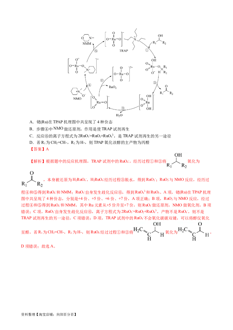 重难点突破反应机理的图象分析与应用(解析版)_05高考化学_新高考复习资料_2024年新高考资料_二轮复习资料_2024年高考化学二轮复习讲练测（新教材新高考）_配套练习（原卷版+解析版）