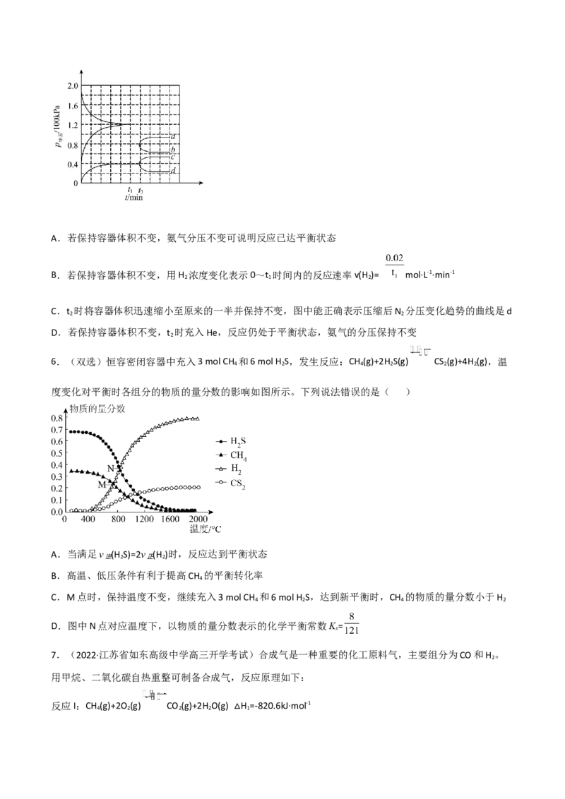 高频考点29化学反应速率平衡图像-2023年高考化学二轮复习高频考点51练（原卷版）_05高考化学_新高考复习资料_2023年新高考资料_二轮复习_2023年高考化学二轮复习高频考点51练292724123