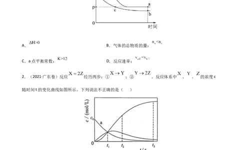 高频考点29化学反应速率平衡图像-2023年高考化学二轮复习高频考点51练（原卷版）_05高考化学_新高考复习资料_2023年新高考资料_二轮复习_2023年高考化学二轮复习高频考点51练292724123