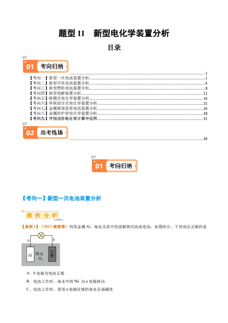 题型11新型电化学装置分析（原卷版）_05高考化学_2024年新高考资料_2.2024二轮复习_2024年高考化学二轮热点题型归纳与变式演练（新高考通用）