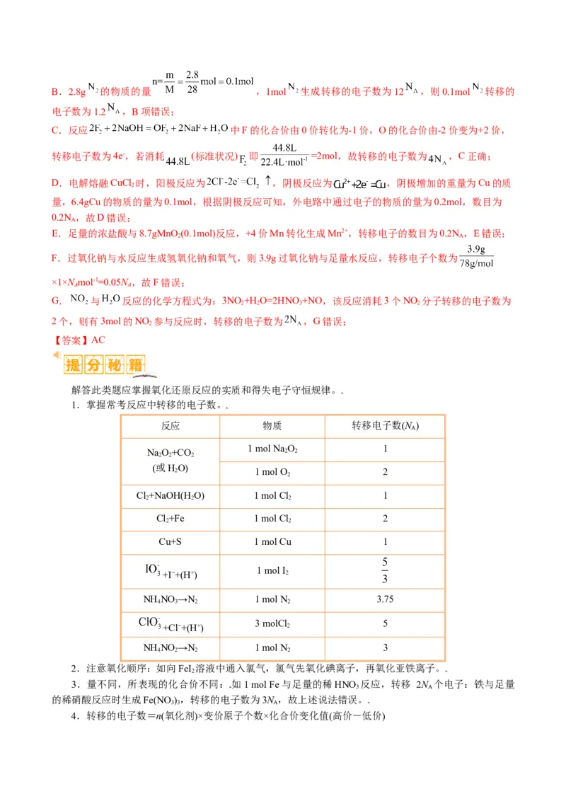 题型02阿伏加德罗常数的判断（解析版）_05高考化学_2024年新高考资料_2.2024二轮复习_2024年高考化学二轮热点题型归纳与变式演练（新高考通用）