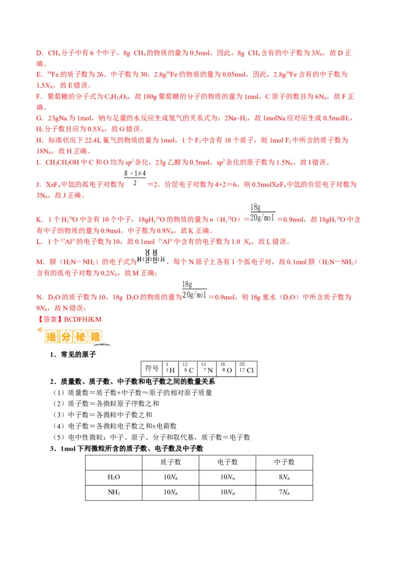 题型02阿伏加德罗常数的判断（解析版）_05高考化学_2024年新高考资料_2.2024二轮复习_2024年高考化学二轮热点题型归纳与变式演练（新高考通用）