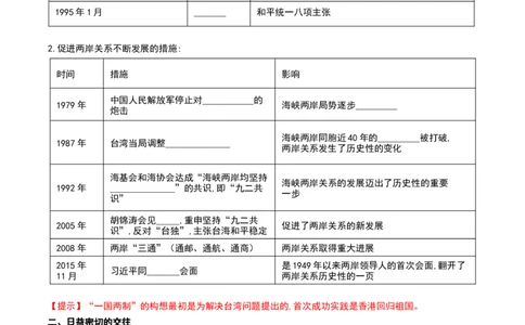 第14课海峡两岸的交往（导学案）-（部编版）_新八下历史_00、更新资料3月23日_第二套(4)_导学案