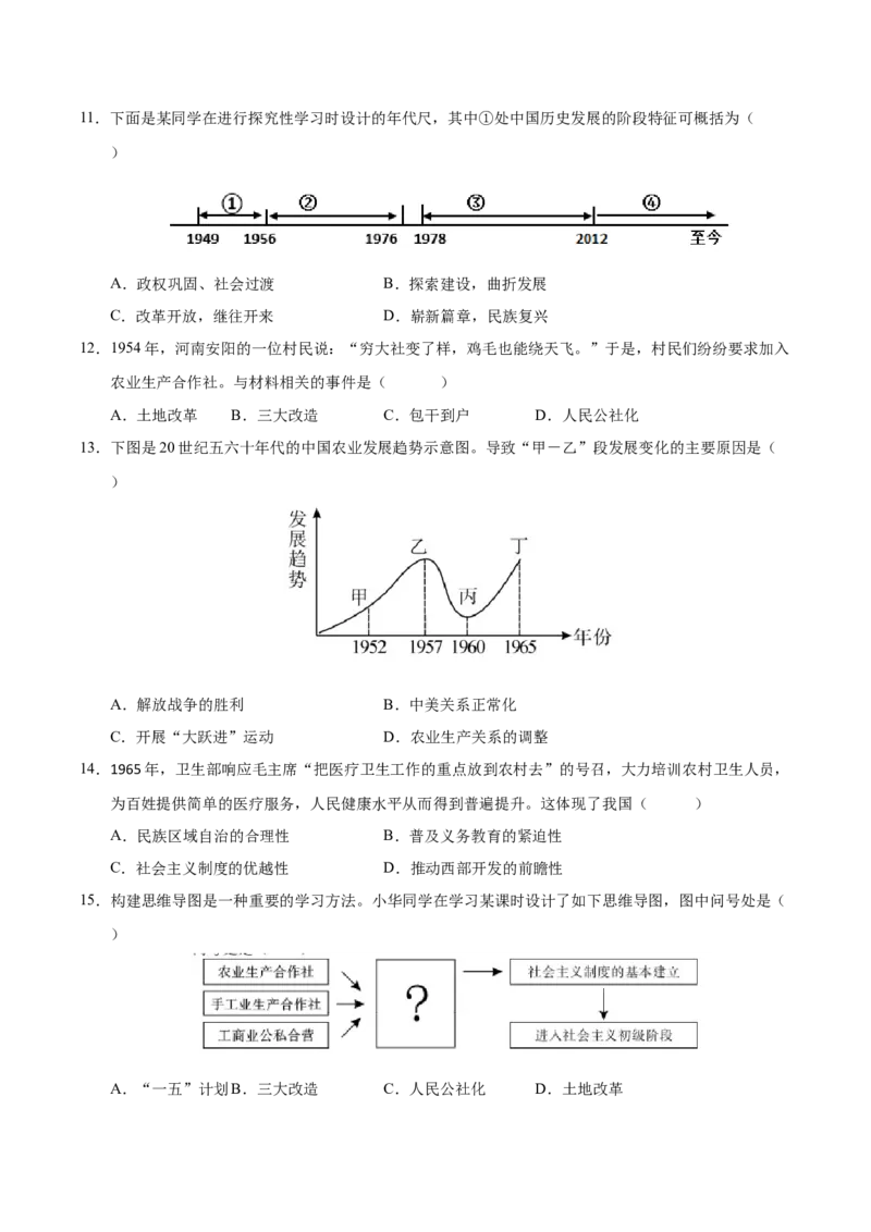 第二单元社会主义制度的建立与社会主义建设的探索（考点梳理卷）（学生版）_新八下历史_00、更新资料3月23日_第二套(4)_单元知识复习专项-U89_2025版