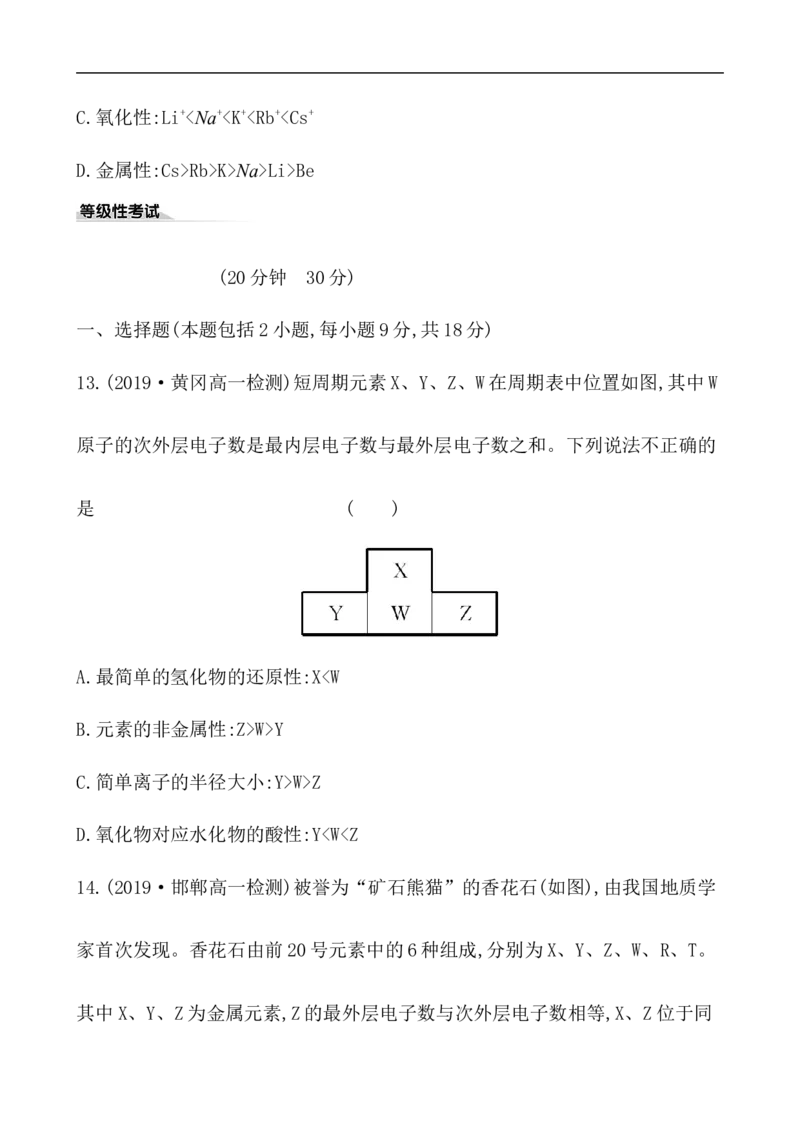 2020学年新人教版必修1：4.2.2元素周期表和元素周期律的应用作业_化学课件_新人教版高一化学必修一同步练习_4.2元素周期律同步练习（2课时，4份，含解析）