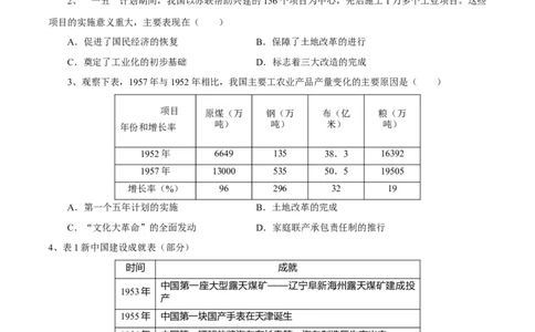 第4课新中国工业化的起步和人民代表大会制度的确立-八年级历史下册同步课课练（部编版）_新八下历史_19、赠送其它资料_旧版_07习题试卷8下历史_1、同步练习
