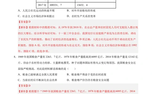 第三单元中国特色社会主义道路（单元检测卷）（教师版）_新八下历史_00、更新资料3月23日_第二套(4)_单元知识复习专项-U89_2025版
