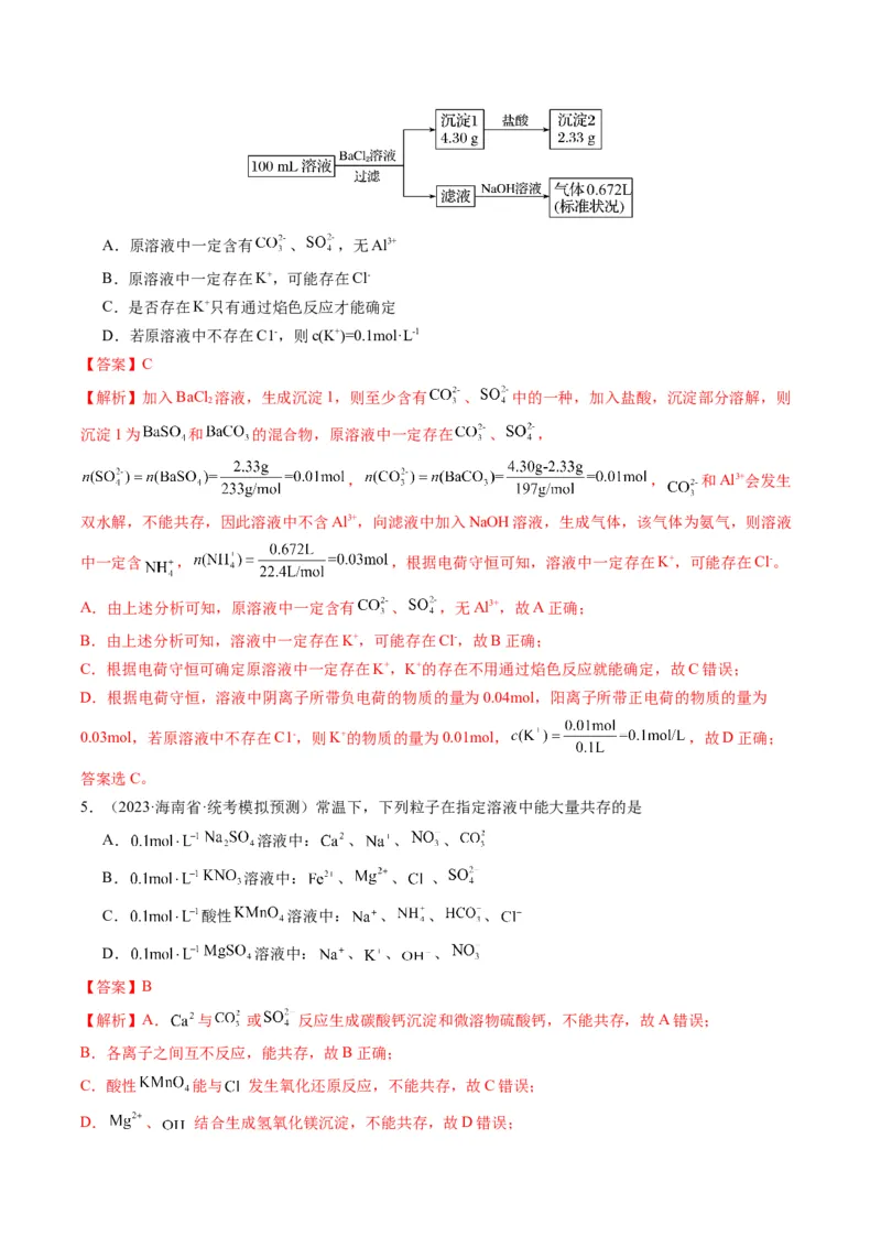 重难点03离子方程式的正误判断、离子共存、检验和推断-2024年高考化学热点&middot;重点&middot;难点专练（新高考专用）（解析版）_05高考化学_2024年新高考资料_3.2024专项复习