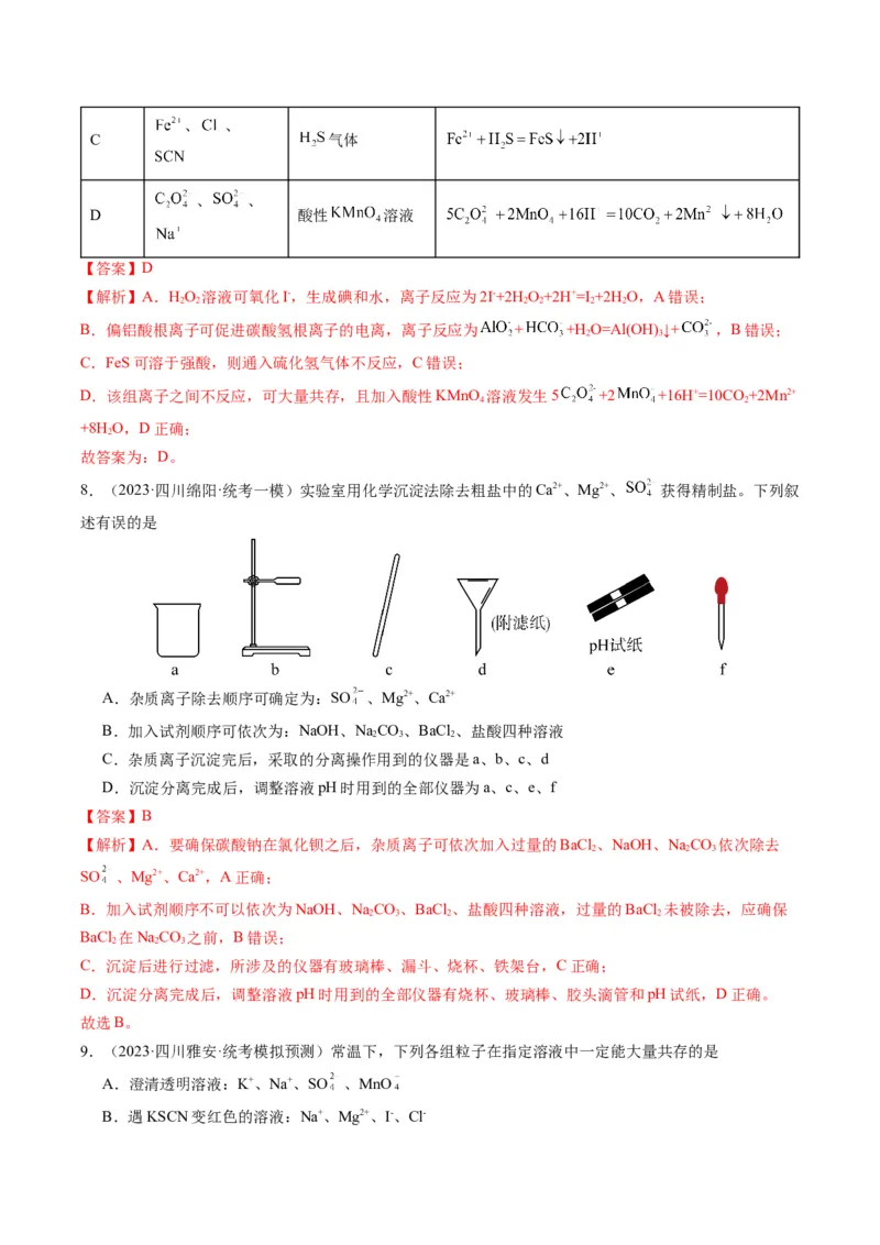 重难点03离子方程式的正误判断、离子共存、检验和推断-2024年高考化学热点&middot;重点&middot;难点专练（新高考专用）（解析版）_05高考化学_2024年新高考资料_3.2024专项复习