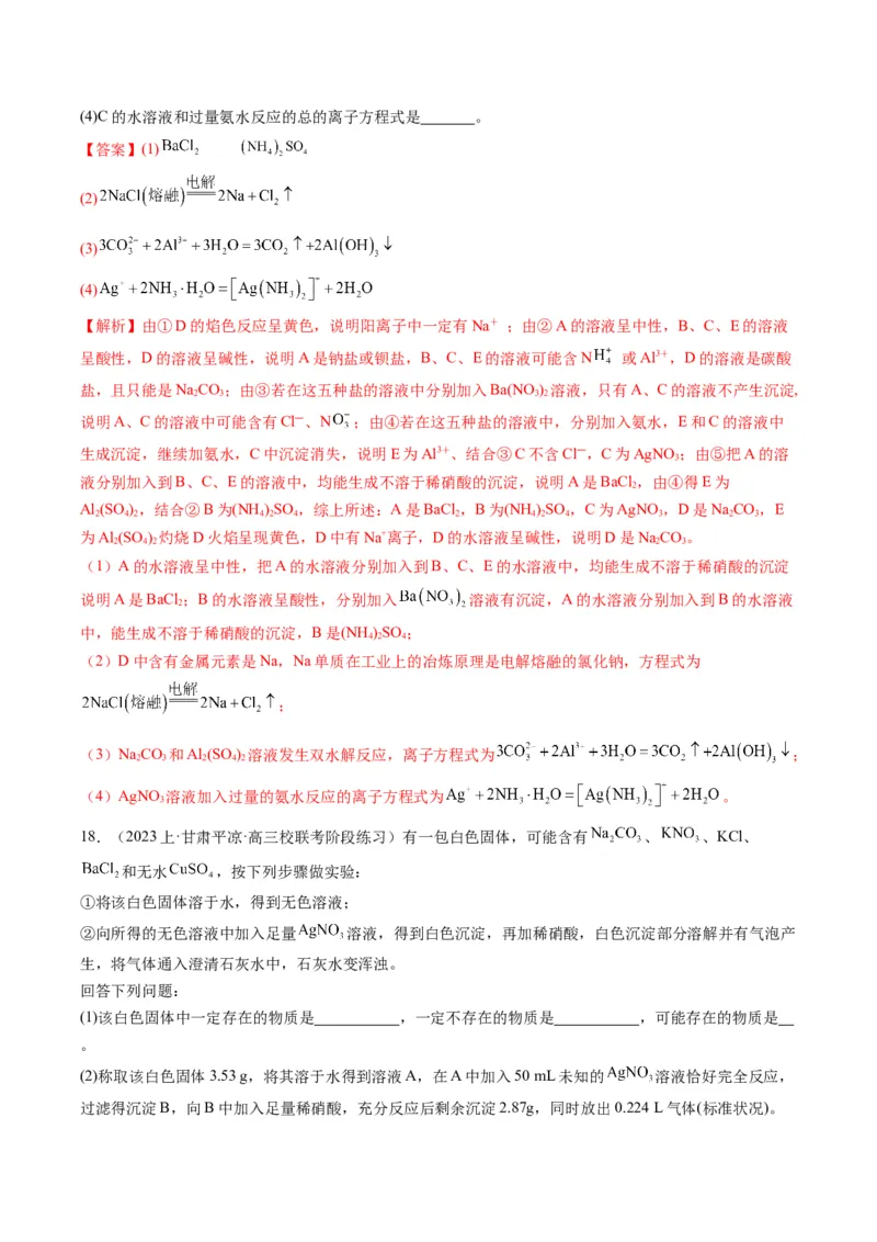 重难点03离子方程式的正误判断、离子共存、检验和推断-2024年高考化学热点&middot;重点&middot;难点专练（新高考专用）（解析版）_05高考化学_2024年新高考资料_3.2024专项复习