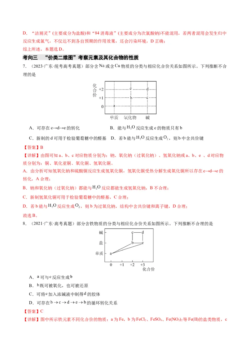 重难点06常见无机物的性质、用途与转化-2024年高考化学热点&middot;重点&middot;难点专练（新高考专用）（解析版）_05高考化学_2024年新高考资料_3.2024专项复习
