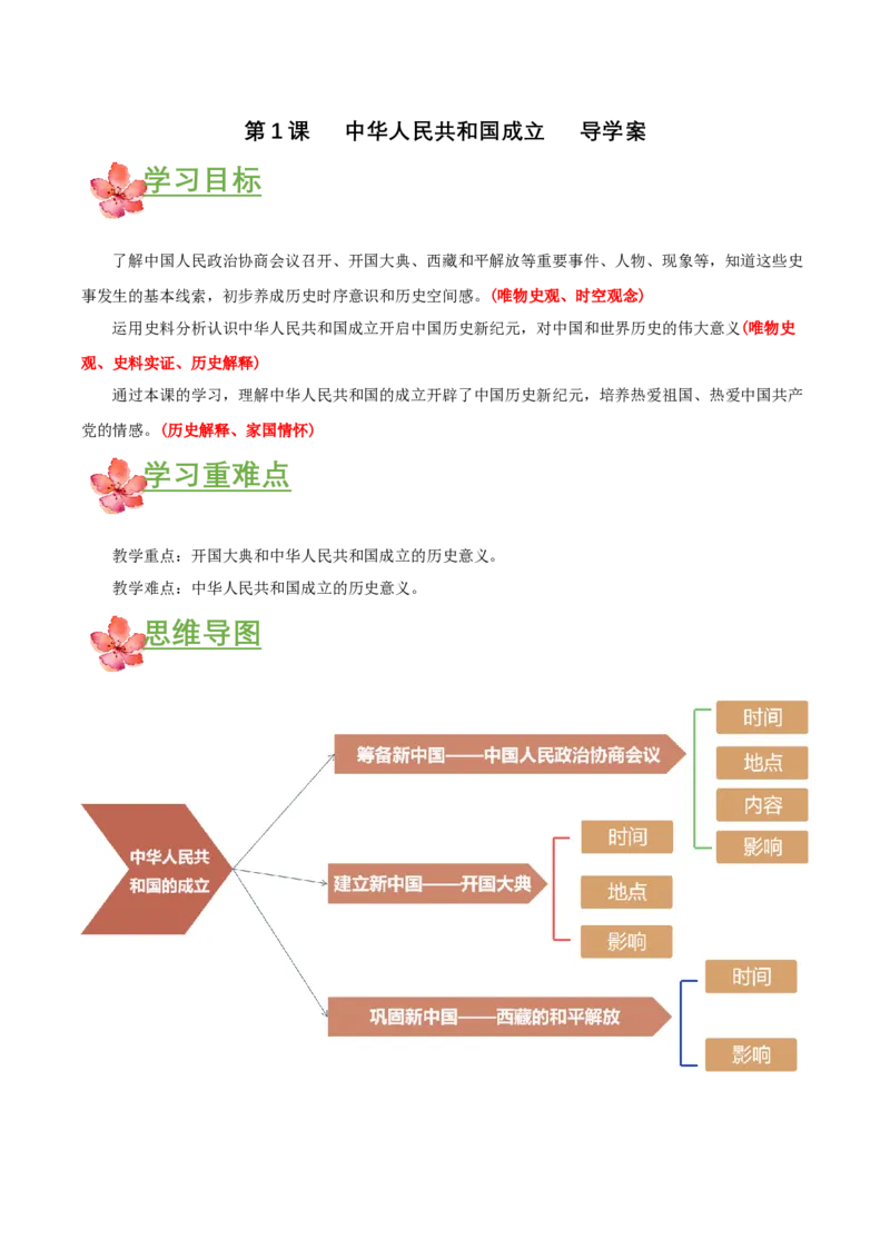 第1课中华人民共和国成立（导学案）-（部编版）_新八下历史_00、更新资料3月23日_第二套(4)_导学案