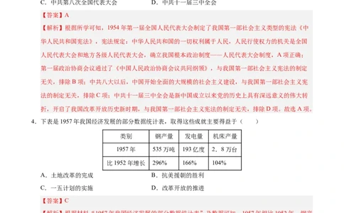 第二单元社会主义制度的建立与社会主义建设的探索（单元检测卷）（教师版）_新八下历史_00、更新资料3月23日_第二套(4)_单元知识复习专项-U89_2025版