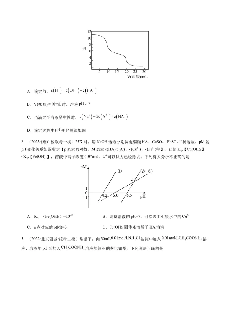 重难点12电解质溶液图像分析-2024年高考化学热点&middot;重点&middot;难点专练（新高考专用）（原卷版）_05高考化学_2024年新高考资料_3.2024专项复习