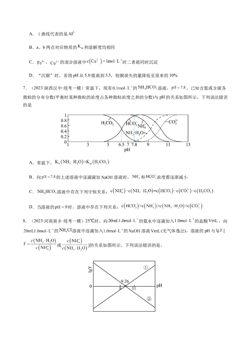 重难点12电解质溶液图像分析-2024年高考化学热点&middot;重点&middot;难点专练（新高考专用）（原卷版）_05高考化学_2024年新高考资料_3.2024专项复习