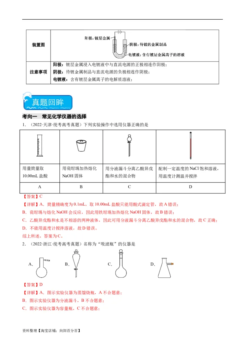 重难点07常见化学实验仪器与基本操作-2024年高考化学热点&middot;重点&middot;难点专练（新高考专用）（解析版）_05高考化学_新高考复习资料_2024年新高考资料_❤专项复习资料