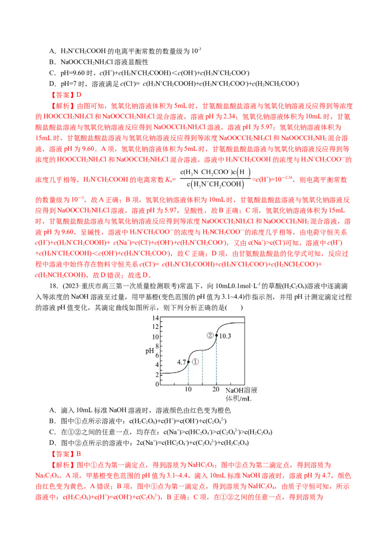 重难点突破电解质溶液的图像分析(解析版)_05高考化学_2024年新高考资料_2.2024二轮复习_2024年高考化学二轮复习讲练测（新教材新高考）