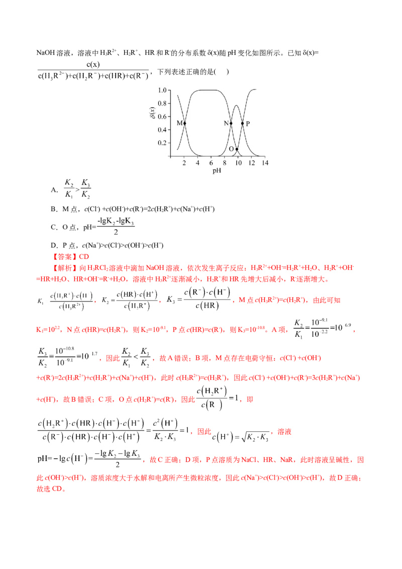 重难点突破电解质溶液的图像分析(解析版)_05高考化学_2024年新高考资料_2.2024二轮复习_2024年高考化学二轮复习讲练测（新教材新高考）