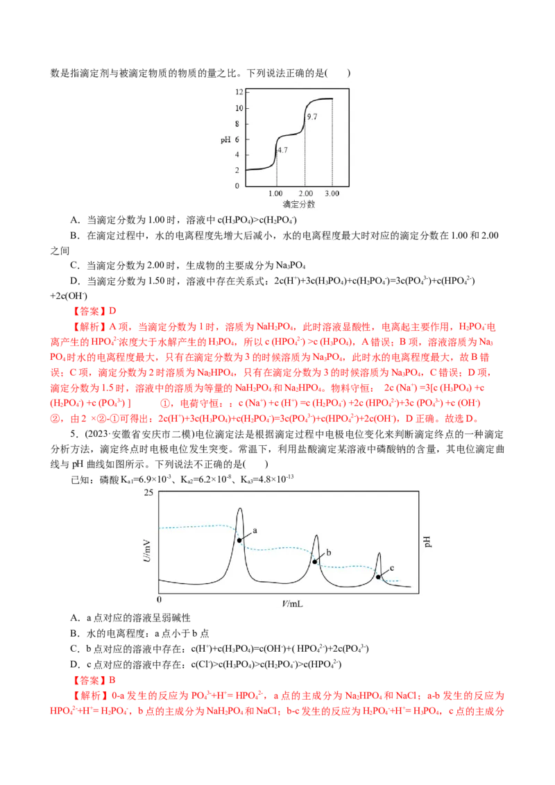 重难点突破电解质溶液的图像分析(解析版)_05高考化学_2024年新高考资料_2.2024二轮复习_2024年高考化学二轮复习讲练测（新教材新高考）