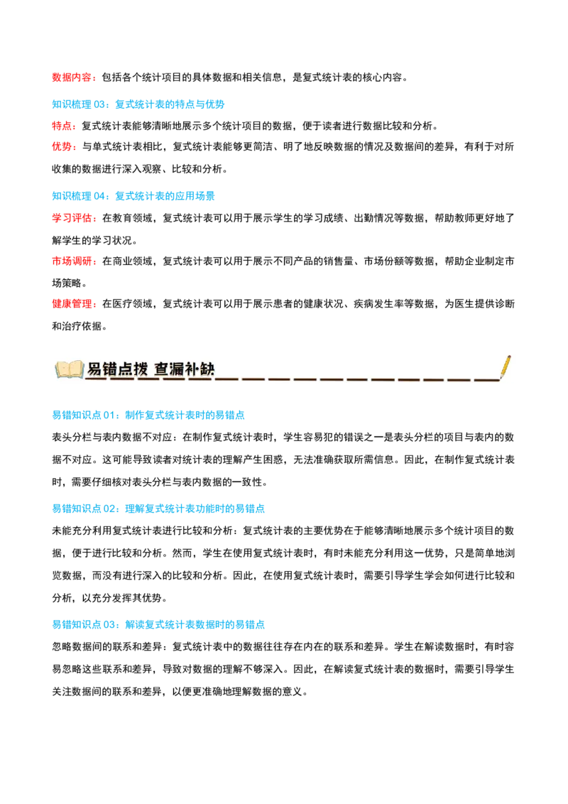 专题03复式统计表（导图+知识精讲+易错点拨+2大考点讲练+优选压轴题专练共28题）-（学生版）_26春人教版数学三下_19、赠送其它资料_新建文件夹_三年级数学下册（人教版）_2025版