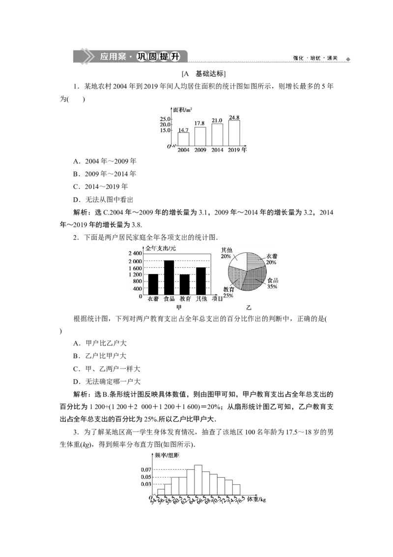 19．2.19．2.2　应用案巩固提升_化学课件_高中数学必修一二_2020年新改版--高中数学必修2（课件+学案+练习+章末复习）_29．2　用样本估计总体
