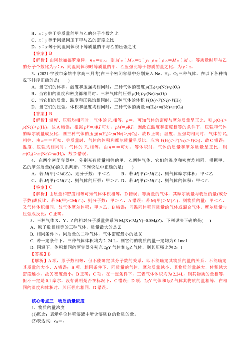 解密02物质的量（讲义）-高频考点解密2021年高考化学二轮复习讲义+分层训练_05高考化学_新高考复习资料_2021新高考资料