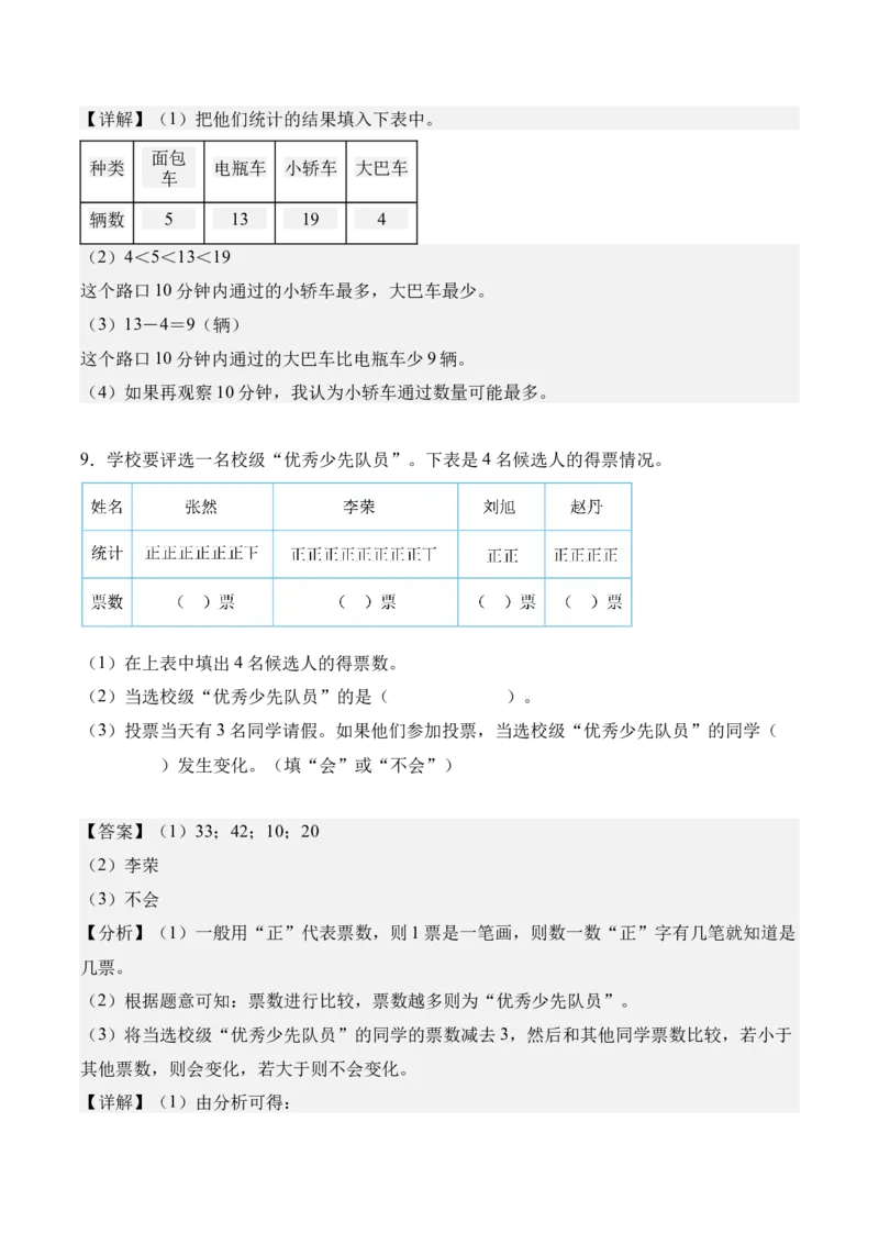 专题05：数据的收集与整理（解决问题讲义）（新教材）（解析版）_26春人教版数学三下_00、更新资料3月18日_解决问题专项练习-T7(1)_2026版