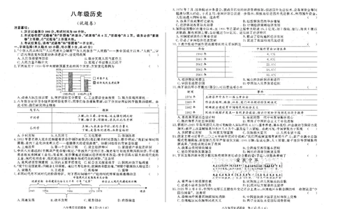 8历第三次月考安徽省六安市裕安区2024-2025学年八年级下学期5月月考历史试题_新八下历史_13、月考真题试卷