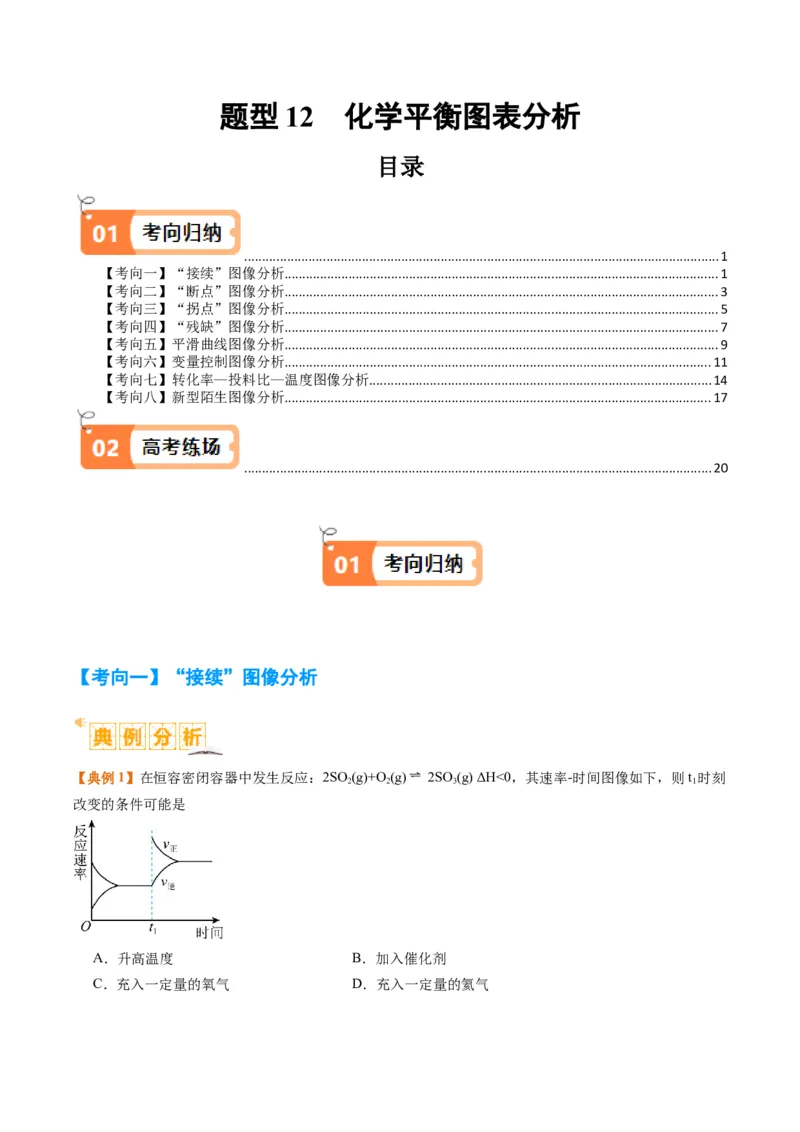 题型12化学平衡图表分析（原卷版）_05高考化学_2024年新高考资料_2.2024二轮复习_2024年高考化学二轮热点题型归纳与变式演练（新高考通用）