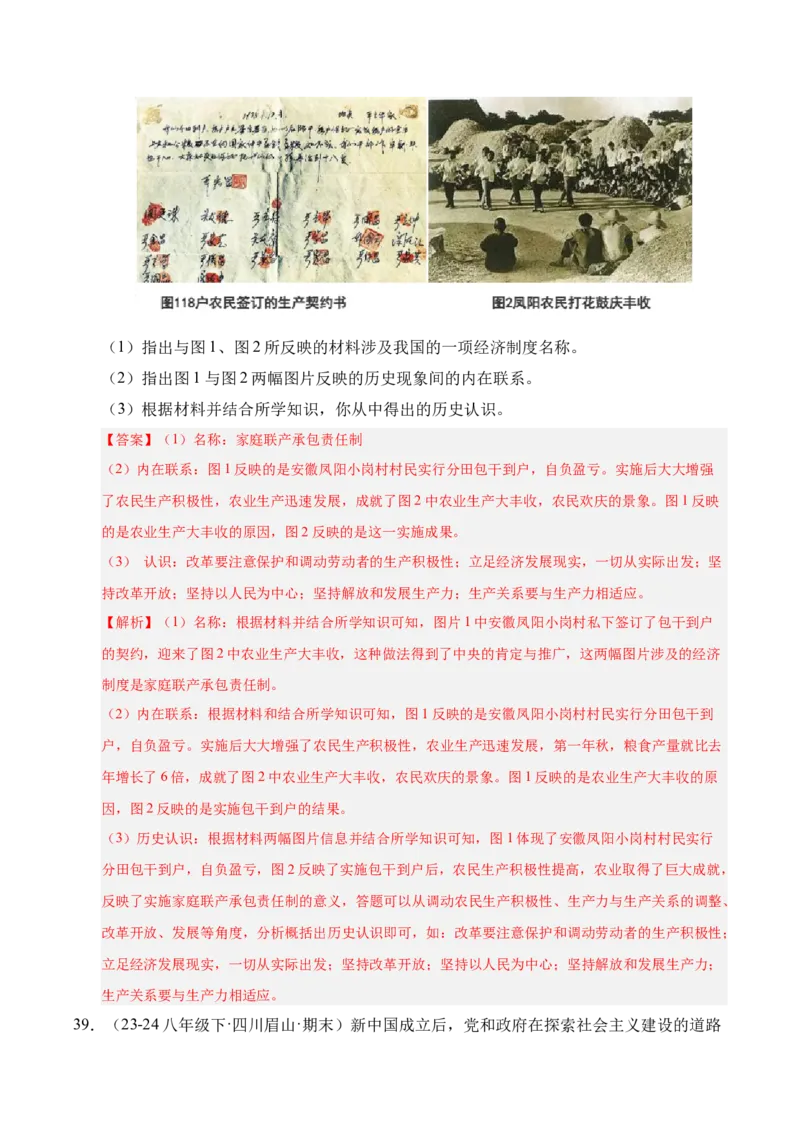 专题04八下综合题精编100题（统编版）（解析版）_新八下历史_00、更新资料3月23日_第二套(4)_专项练习