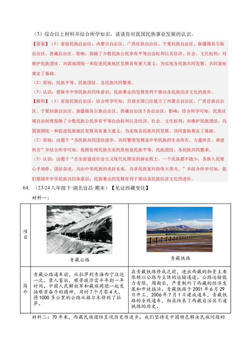 专题04八下综合题精编100题（统编版）（解析版）_新八下历史_00、更新资料3月23日_第二套(4)_专项练习