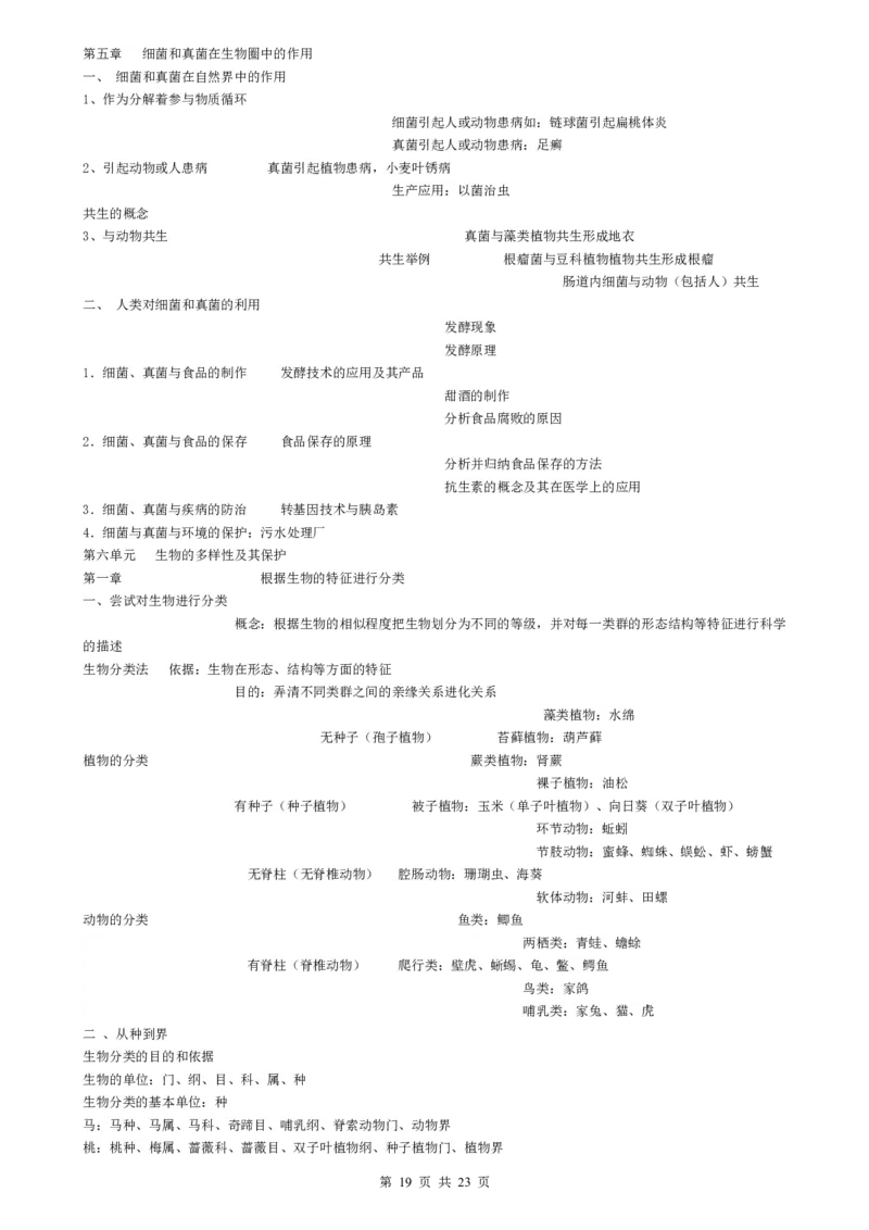 （超详）初中生物知识点归纳汇总_小初高知识点归纳汇总