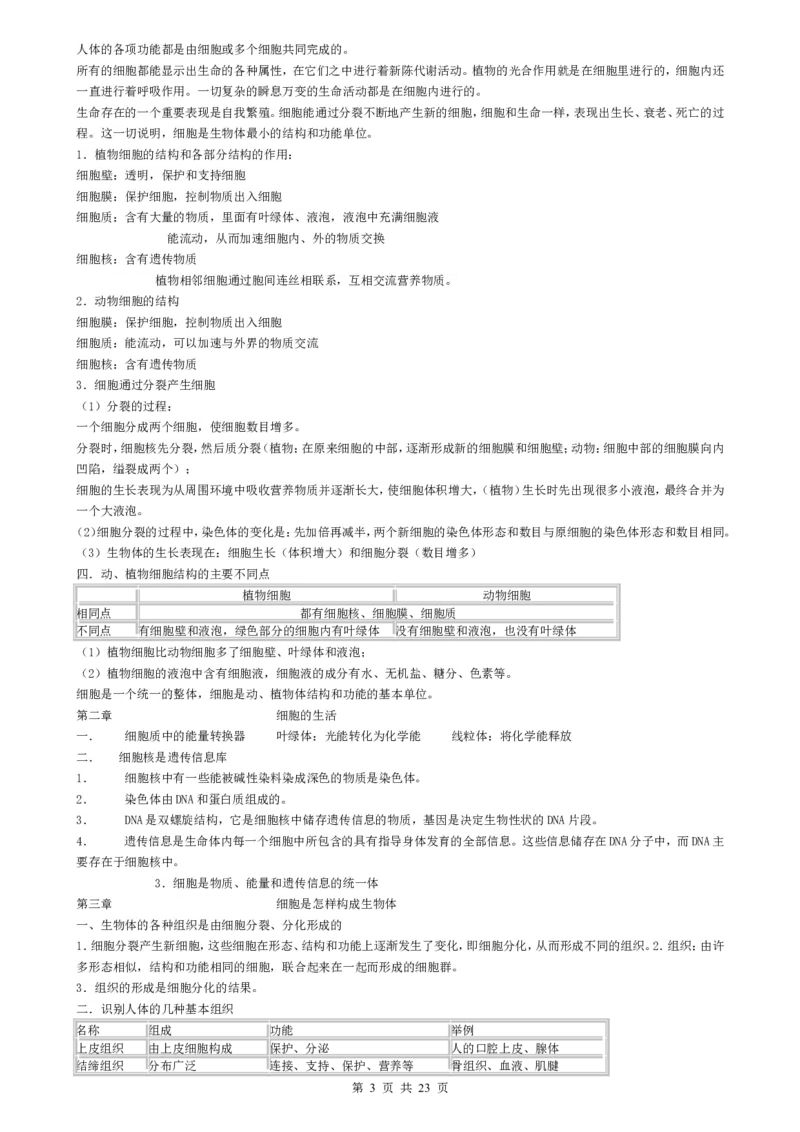 （超详）初中生物知识点归纳汇总_小初高知识点归纳汇总