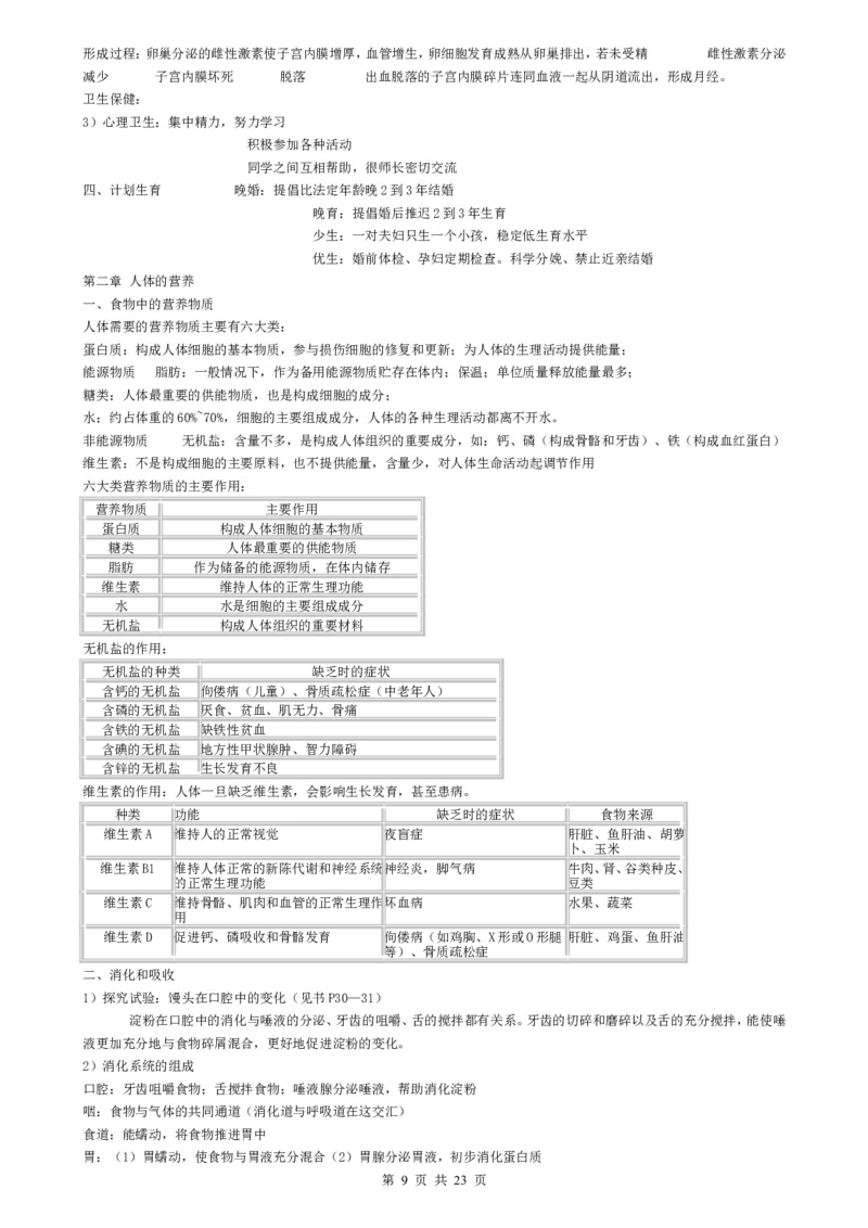 （超详）初中生物知识点归纳汇总_小初高知识点归纳汇总
