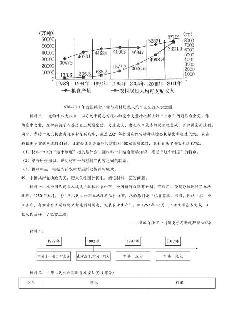 期末复习&middot;历史材料解析题专项50练（1-11课）（学生版）_新八下历史_00、更新资料3月23日_第二套(4)_期末专项复习-U269_2024版