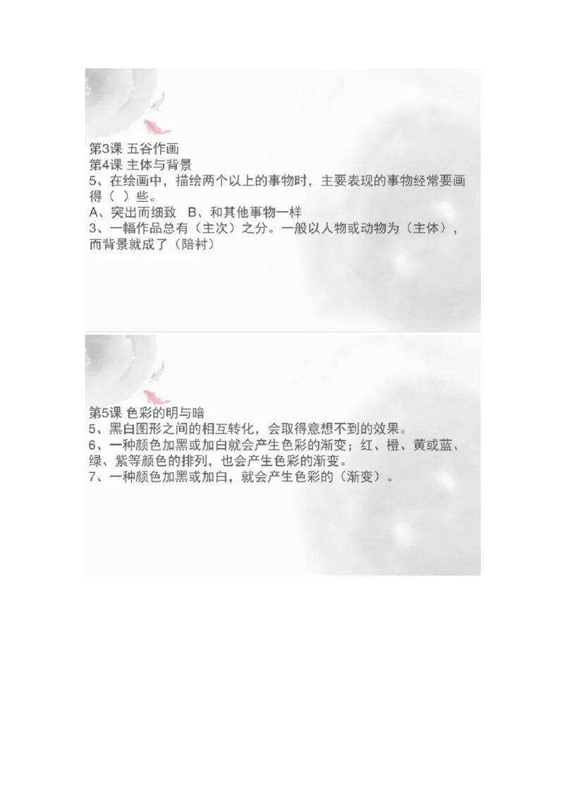 人教版四年级上下册美术知识点汇总_《小学各科知识点》_小学美术《知识梳理》1-6年级上下册_下册