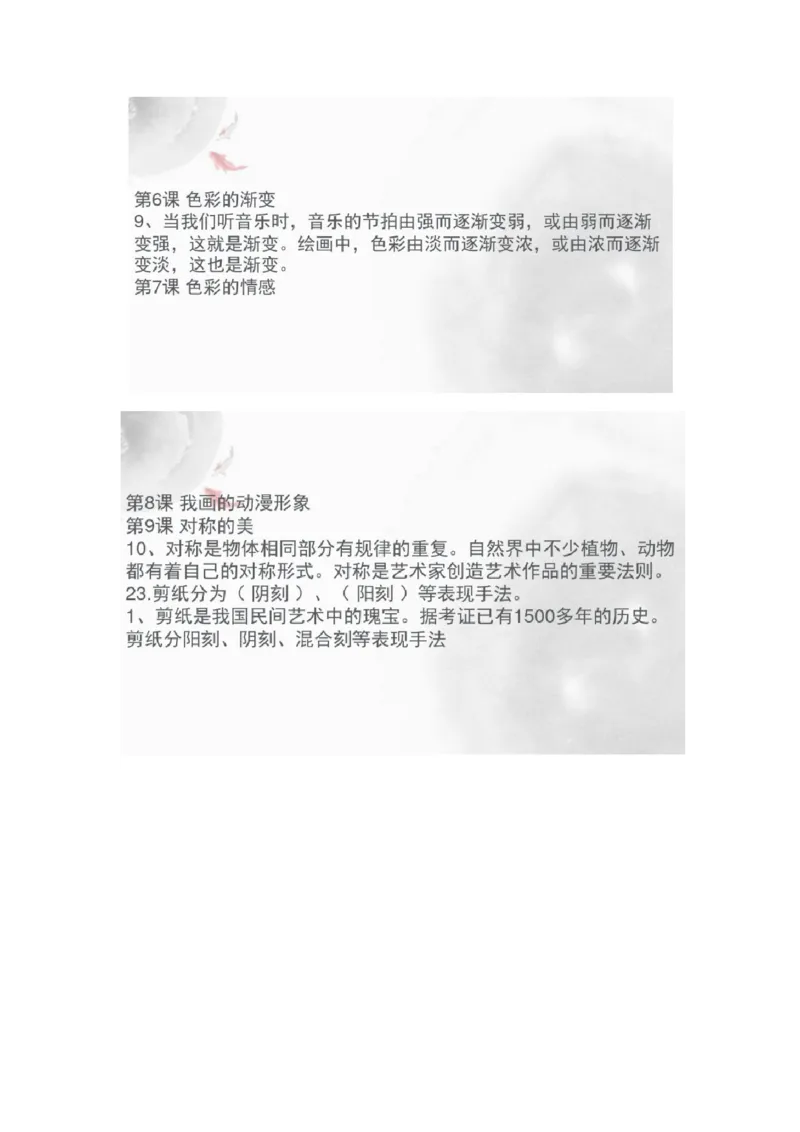 人教版四年级上下册美术知识点汇总_《小学各科知识点》_小学美术《知识梳理》1-6年级上下册_下册