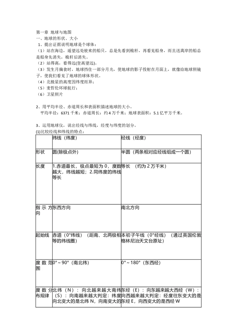 人教版初中地理七年级上册知识点_24秋《初中各科知识点梳理》_初中地理《知识梳理》7-8年级上下册_人教版初中地理7-8年级上下册知识梳理
