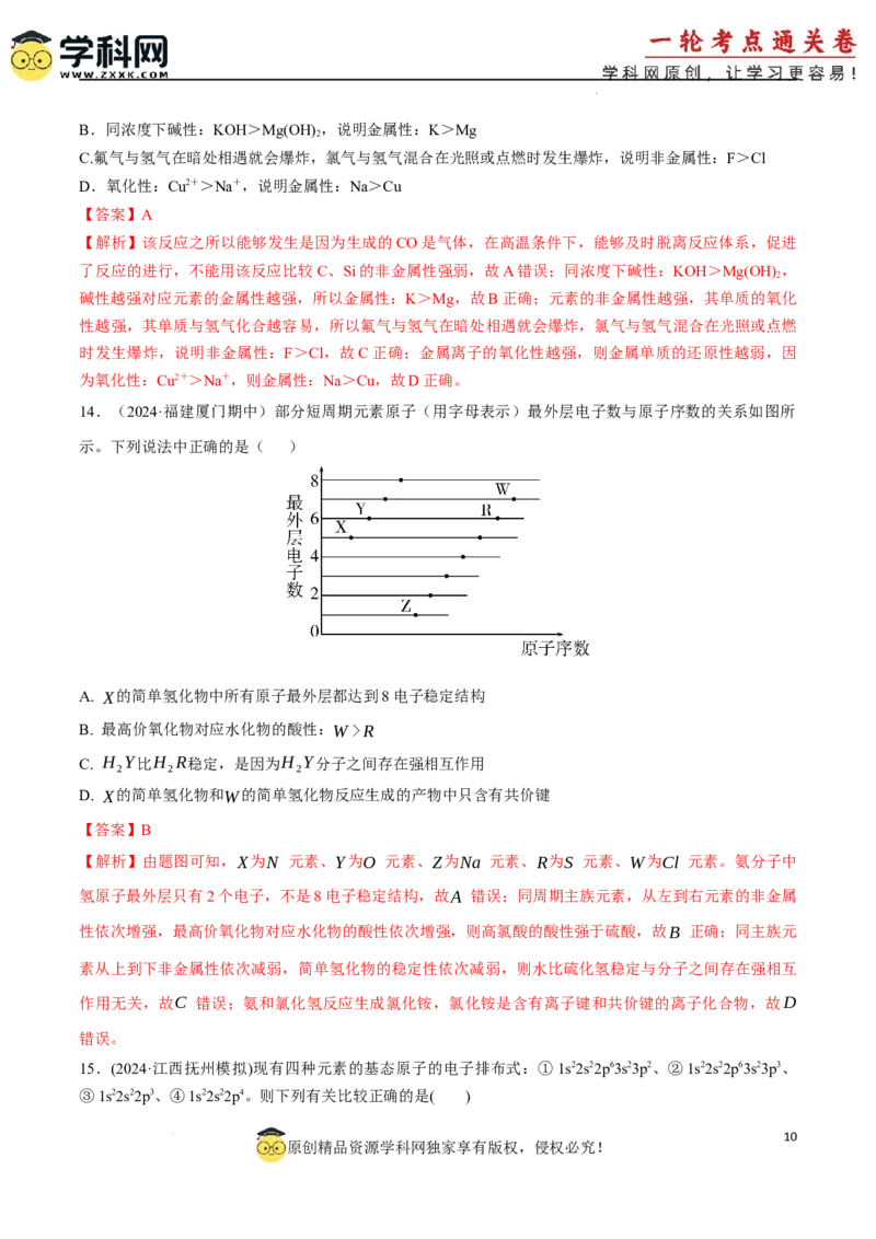考点巩固卷05原子结构与性质元素周期表、元素周期律（解析版）_05高考化学_2025年新高考资料_一轮复习_2025年高考化学一轮复习考点通关卷
