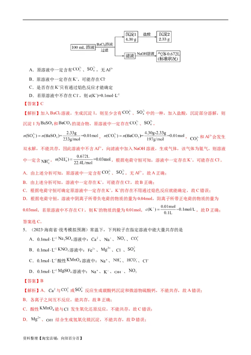 重难点03离子方程式的正误判断、离子共存、检验和推断-2024年高考化学热点&middot;重点&middot;难点专练（新高考专用）（解析版）_05高考化学_新高考复习资料_2024年新高考资料_❤专项复习资料