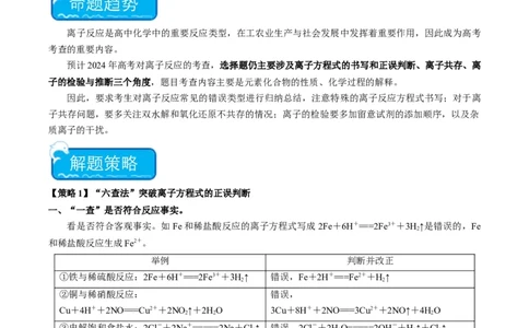 重难点03离子方程式的正误判断、离子共存、检验和推断-2024年高考化学热点&middot;重点&middot;难点专练（新高考专用）（解析版）_05高考化学_新高考复习资料_2024年新高考资料_❤专项复习资料