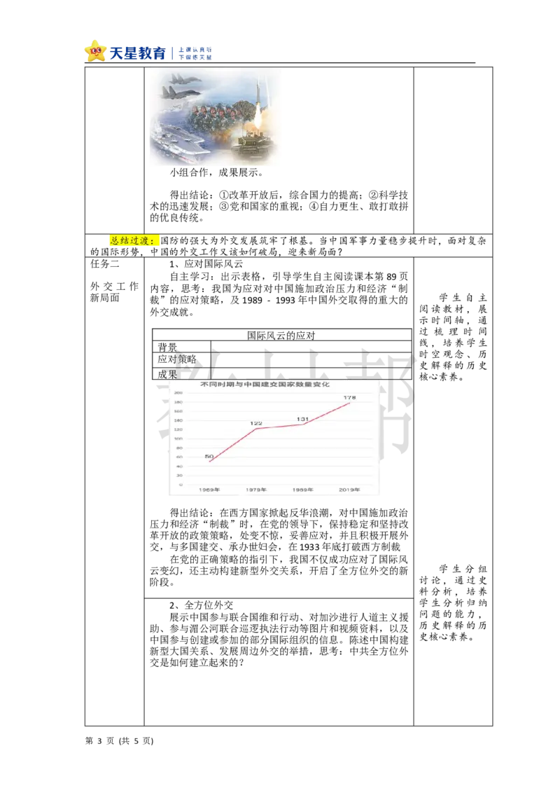 教学设计第14课《国防和外交工作新局面》_新八下历史_00、上课课件PPT+教案更新中_第四单元_初中历史八下第14课《国防和外交工作新局面》