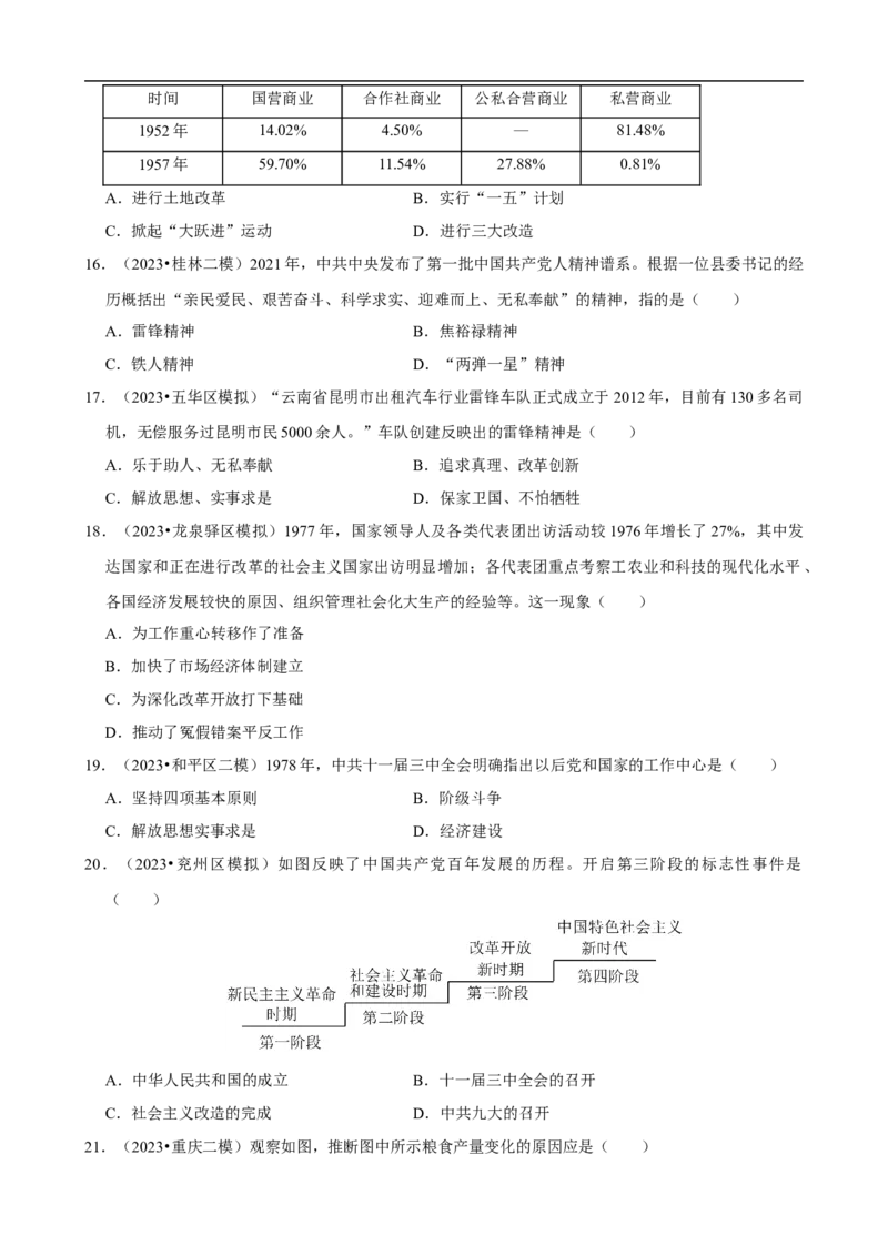 集训03八下历史选择题最新模拟题集训50题（原卷版）_新八下历史_00、更新资料3月23日_新版_第三套_第二套_2026春季新版-持续更新中_10.试题_专项训练