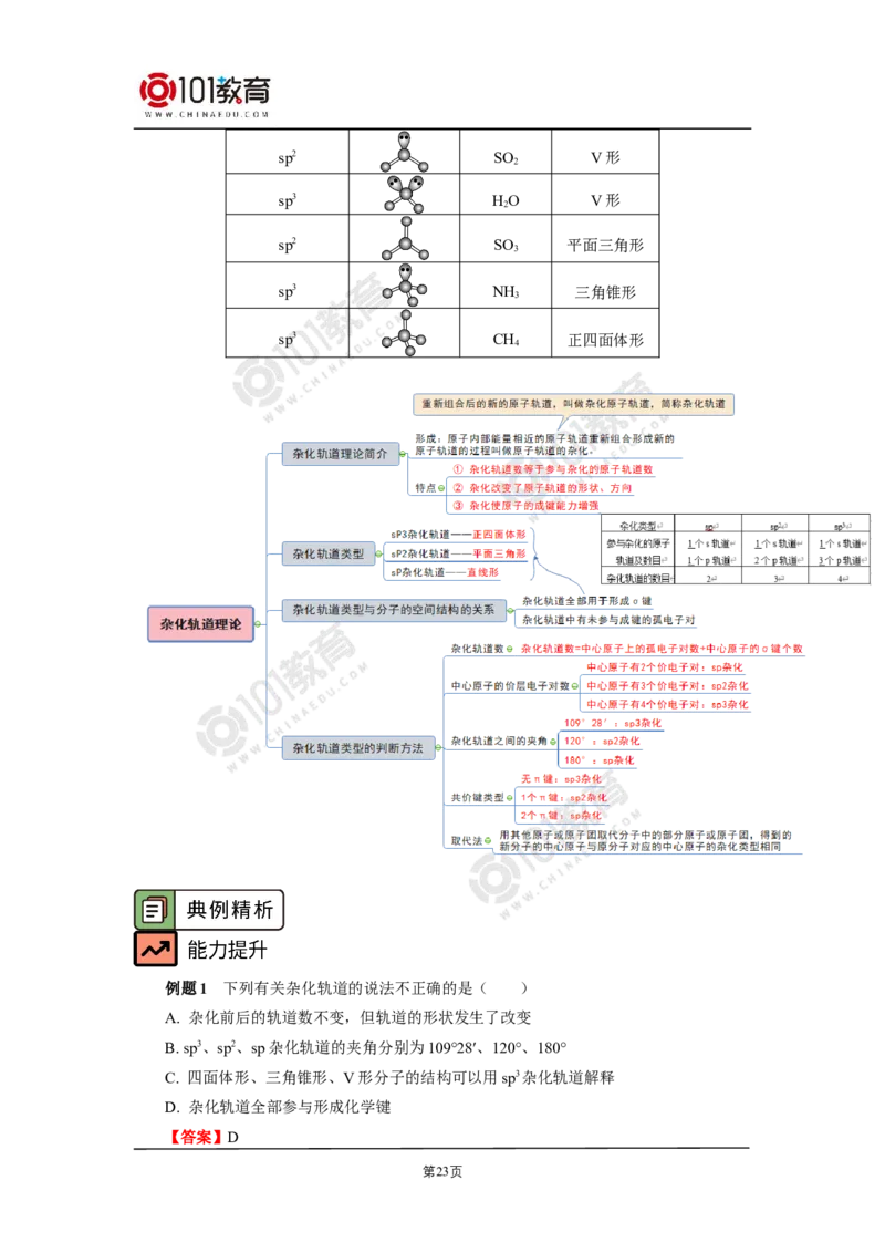 007选择性必修2第二章分子结构与性质第二节分子的空间结构_新人教版高二化学选修一、二、三_新人教版高中化学选择性必修第二册_高二化学（选择性必修第二册）学案练习