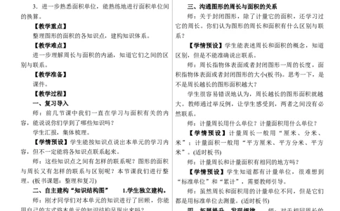 整理和复习_26春人教版数学三下_00、上课课件PPT+教案第三套完整版_01.人教数学3下第1套课件+教案26春已更完用这个没有水印_教案_四　图形的面积