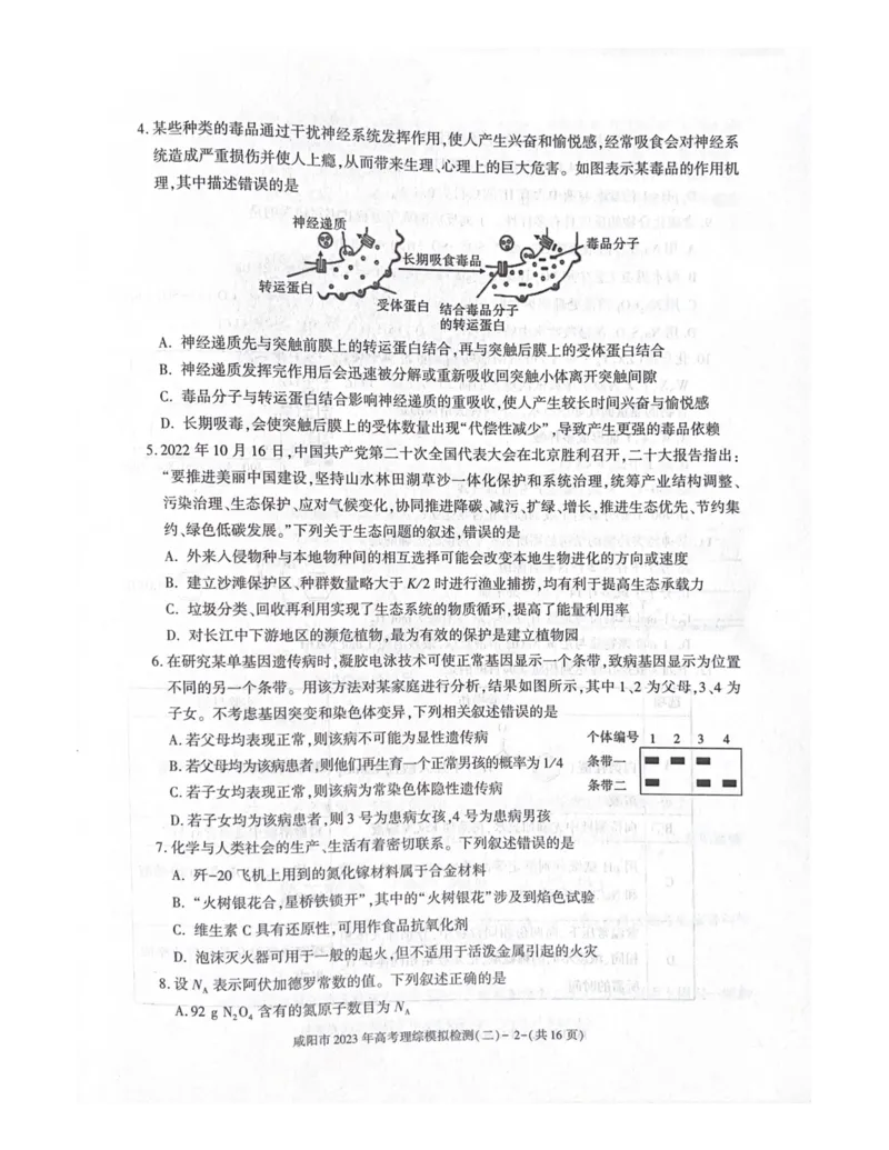 陕西省咸阳市2023年高考模拟检测（二）理综公众号：一枚试卷君_05高考化学_高考模拟题_新高考_陕西省咸阳市2023年高考模拟检测（二）理综