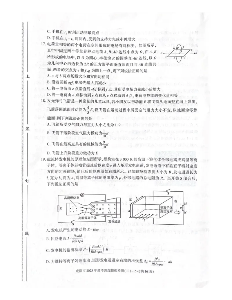 陕西省咸阳市2023年高考模拟检测（二）理综公众号：一枚试卷君_05高考化学_高考模拟题_新高考_陕西省咸阳市2023年高考模拟检测（二）理综