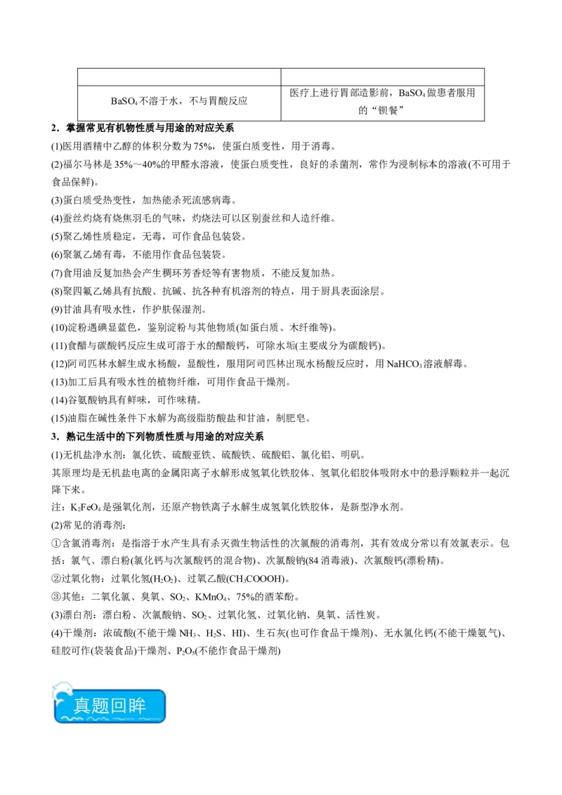 重难点02物质的性质与应用-2024年高考化学热点&middot;重点&middot;难点专练（江苏专用）（原卷版）_05高考化学_2024年新高考资料_3.2024专项复习