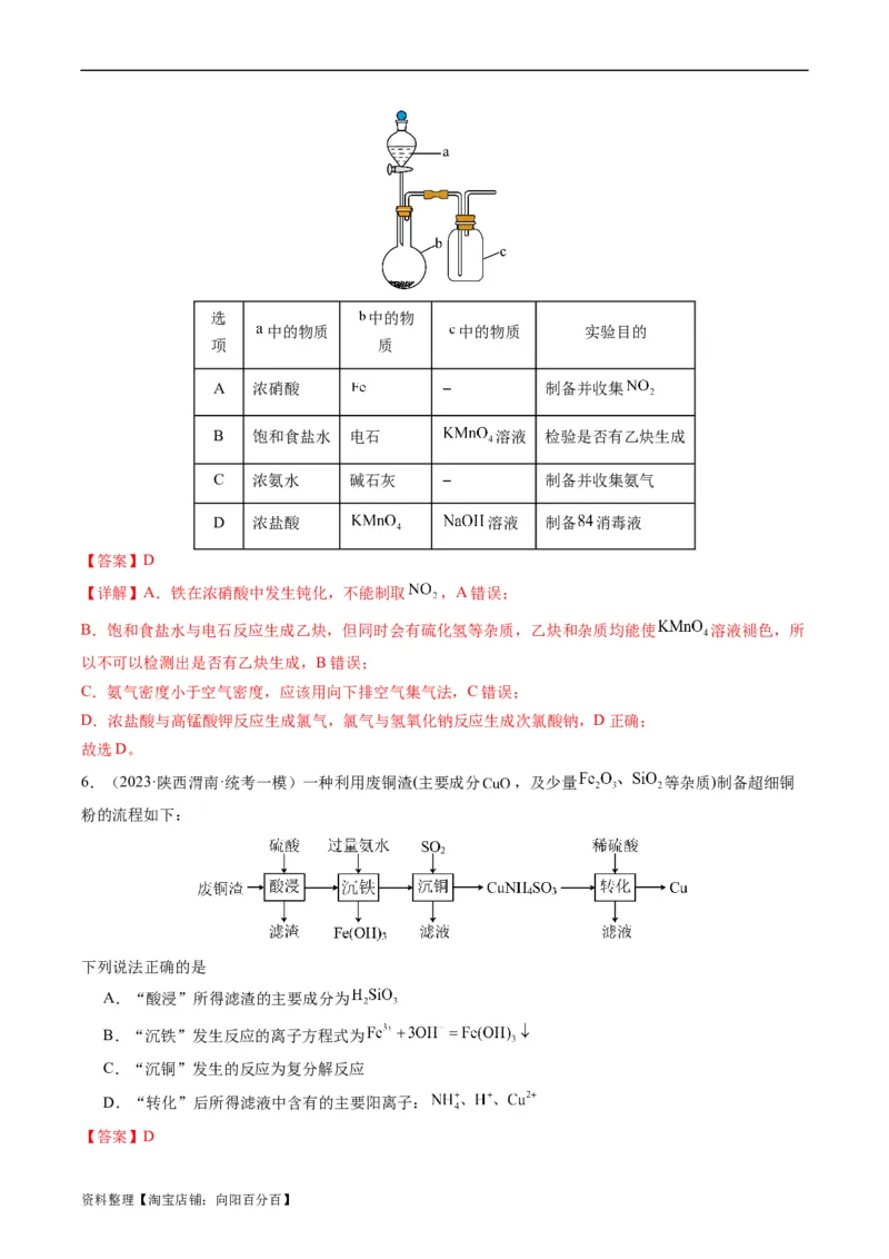 重难点06常见无机物的性质、用途与转化-2024年高考化学热点&middot;重点&middot;难点专练（新高考专用）（解析版）_05高考化学_新高考复习资料_2024年新高考资料_❤专项复习资料
